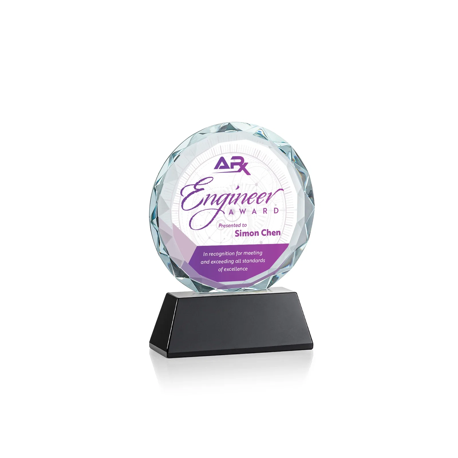 Customized Optical Crystal Faceted Gemstone Award with Prismatic Finish, awards for graduation ceremonies