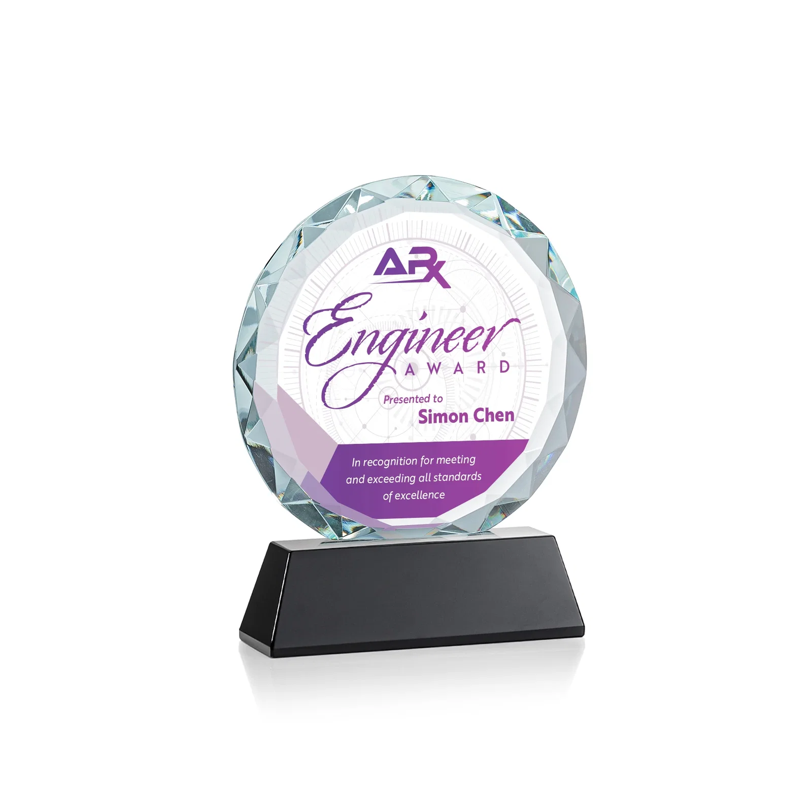 Customized Optical Crystal Faceted Gemstone Award with Prismatic Finish, awards for safety achievement programs