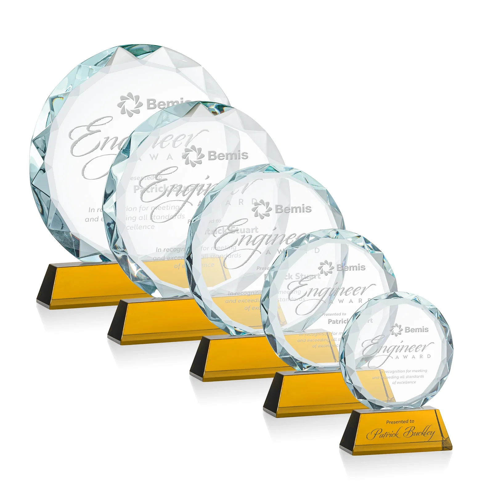 Custom Optical Crystal Faceted Gemstone Award with Prismatic Finish, awards for donor appreciation