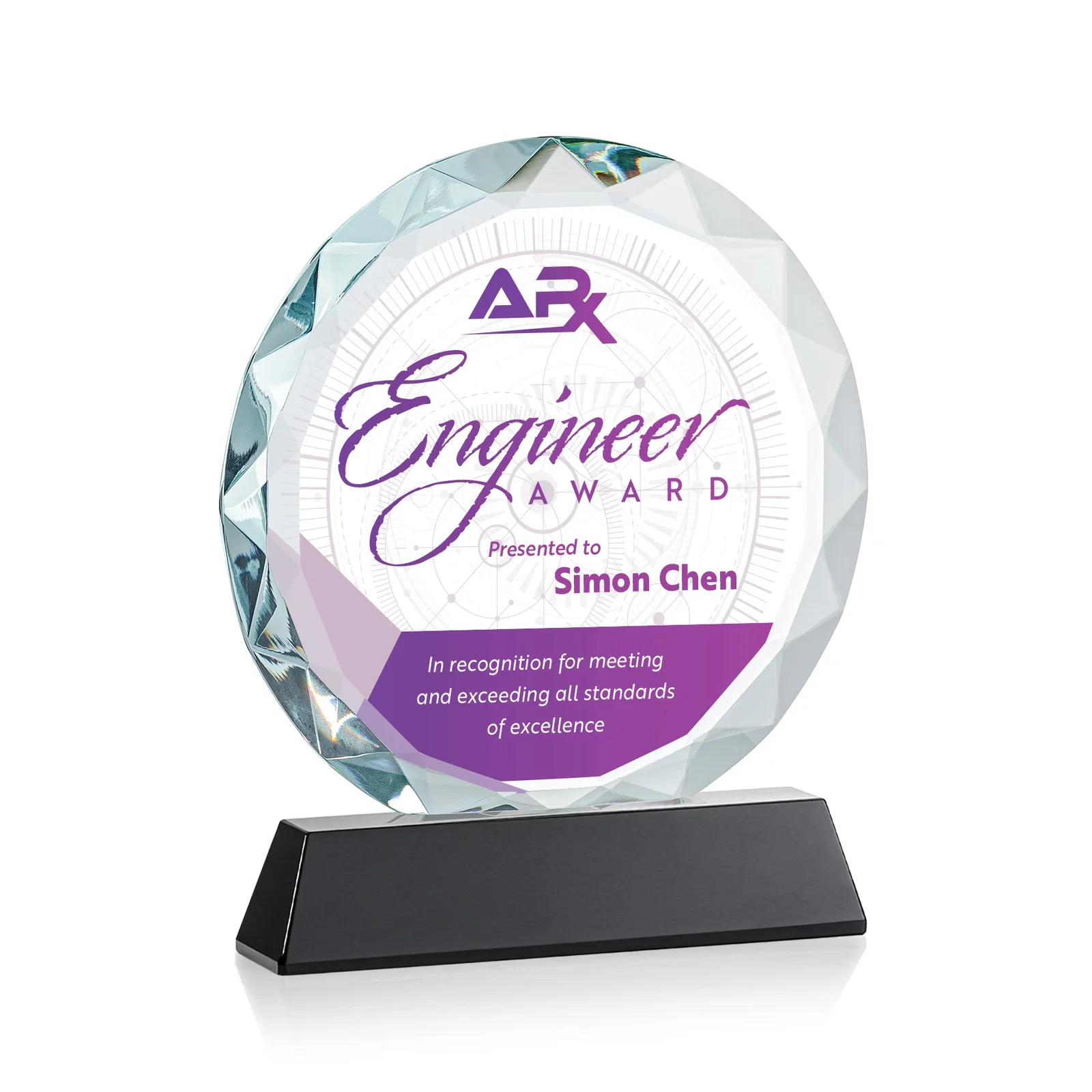 Customized Optical Crystal Faceted Gemstone Award with Prismatic Finish, awards for dealer and partner awards