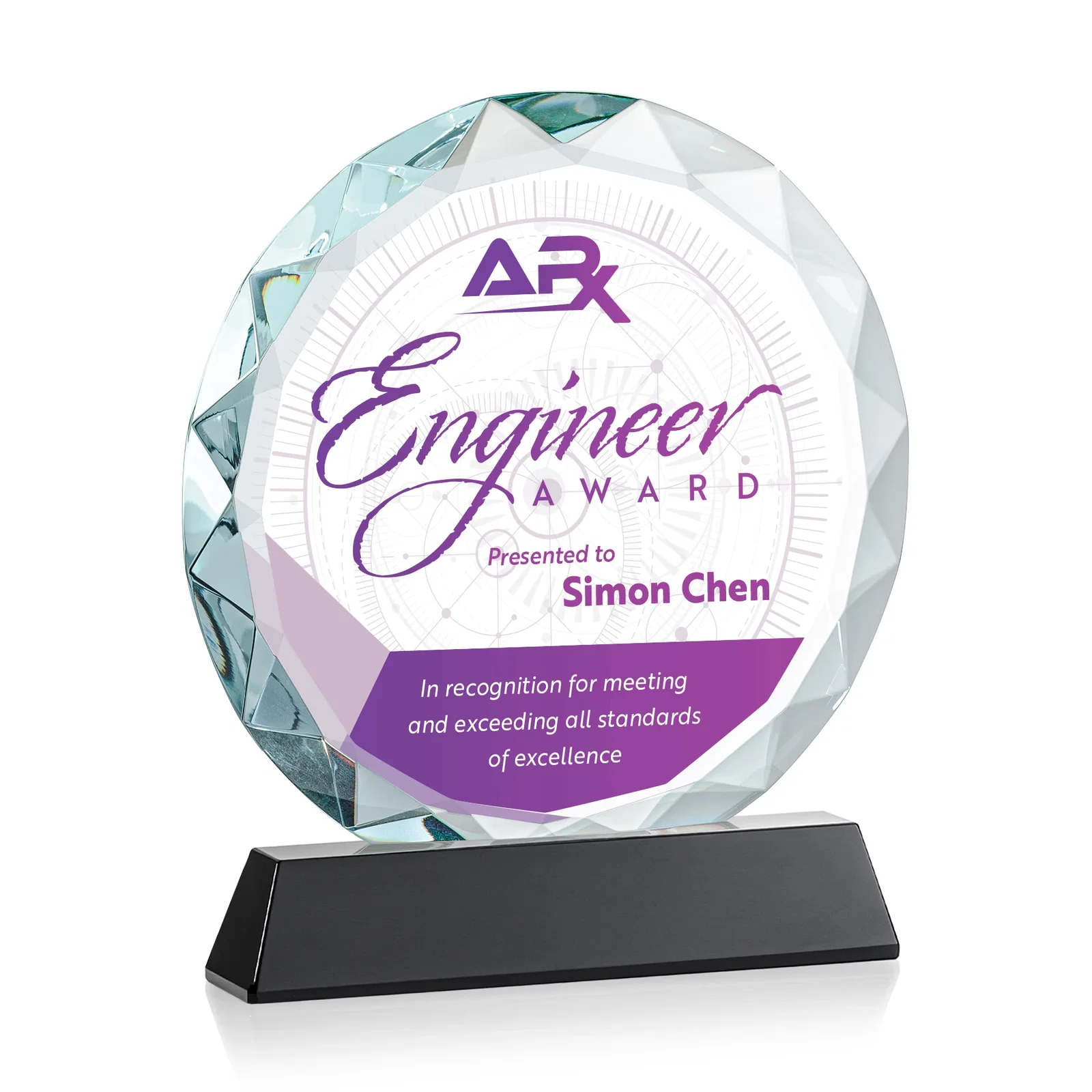 Customized Optical Crystal Faceted Gemstone Award with Prismatic Finish, awards for company anniversary events