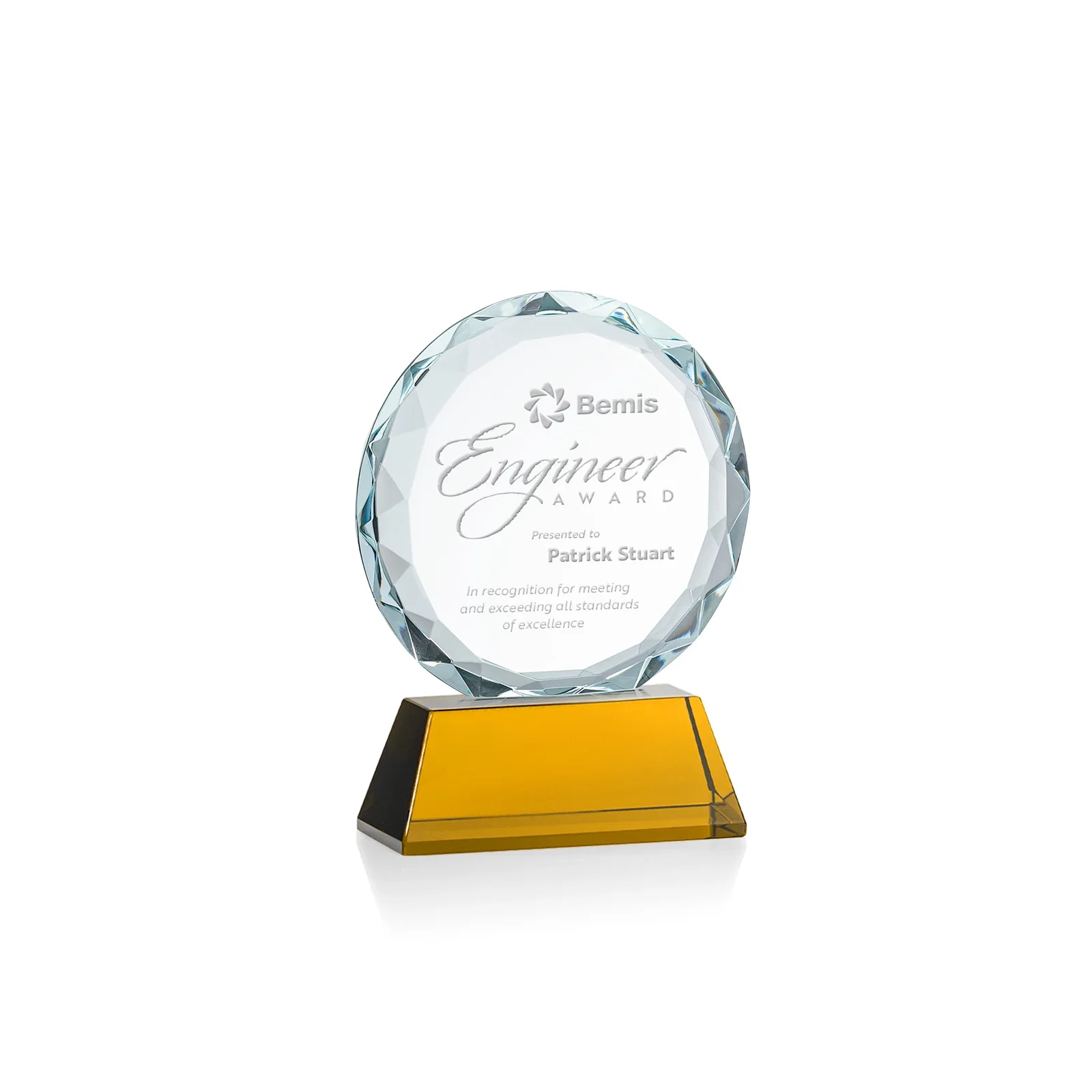 Custom Optical Crystal Faceted Gemstone Award with Prismatic Finish, awards for graduation ceremonies