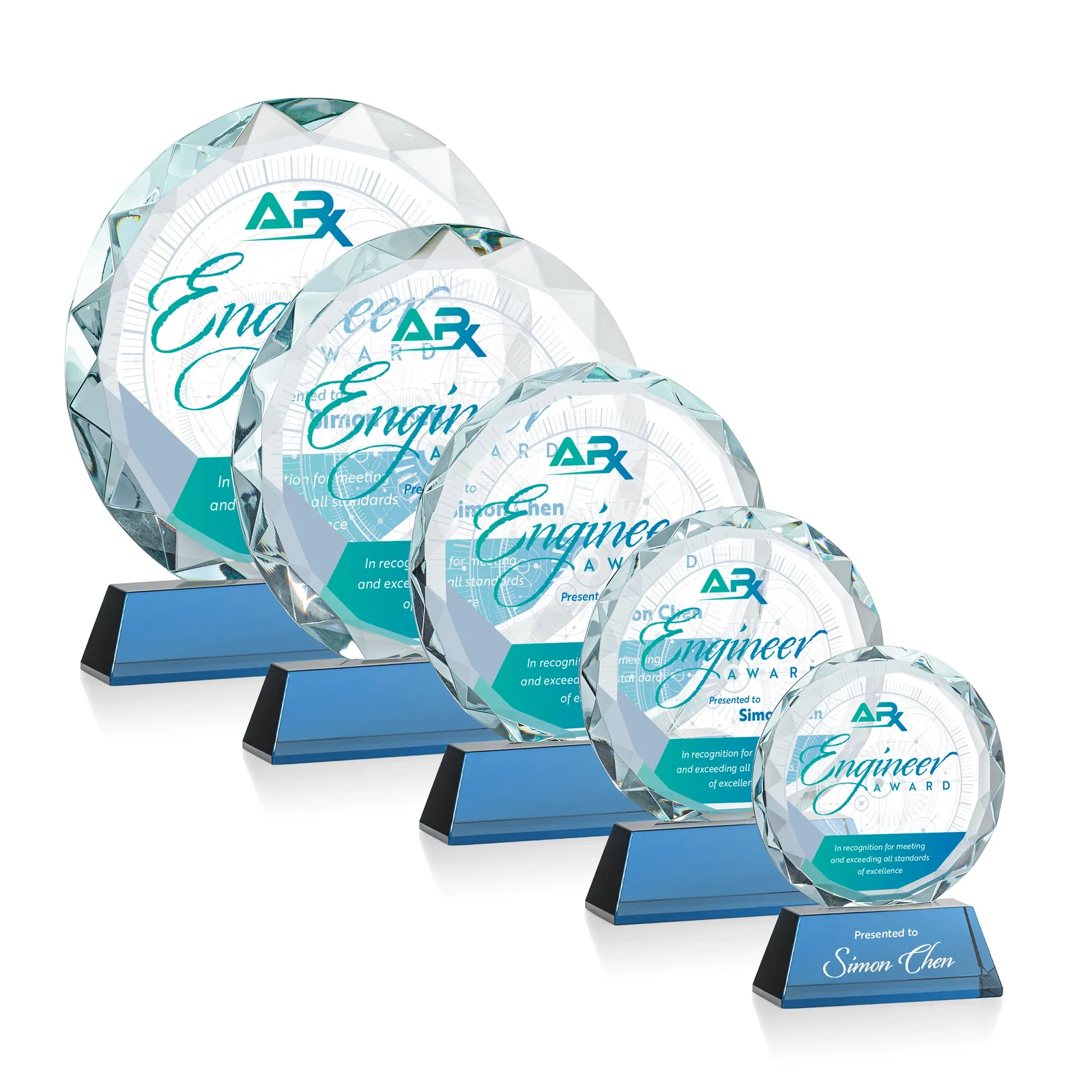 Custom Optical Crystal Faceted Gemstone Award with Prismatic Finish, awards, with your logo for employee recognition