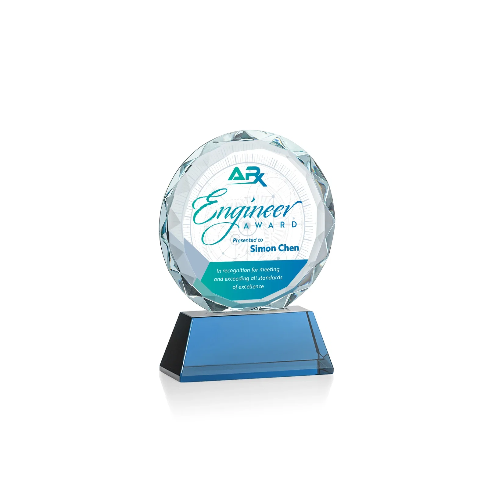 Custom Optical Crystal Faceted Gemstone Award with Prismatic Finish, awards, with your logo for corporate award ceremonies