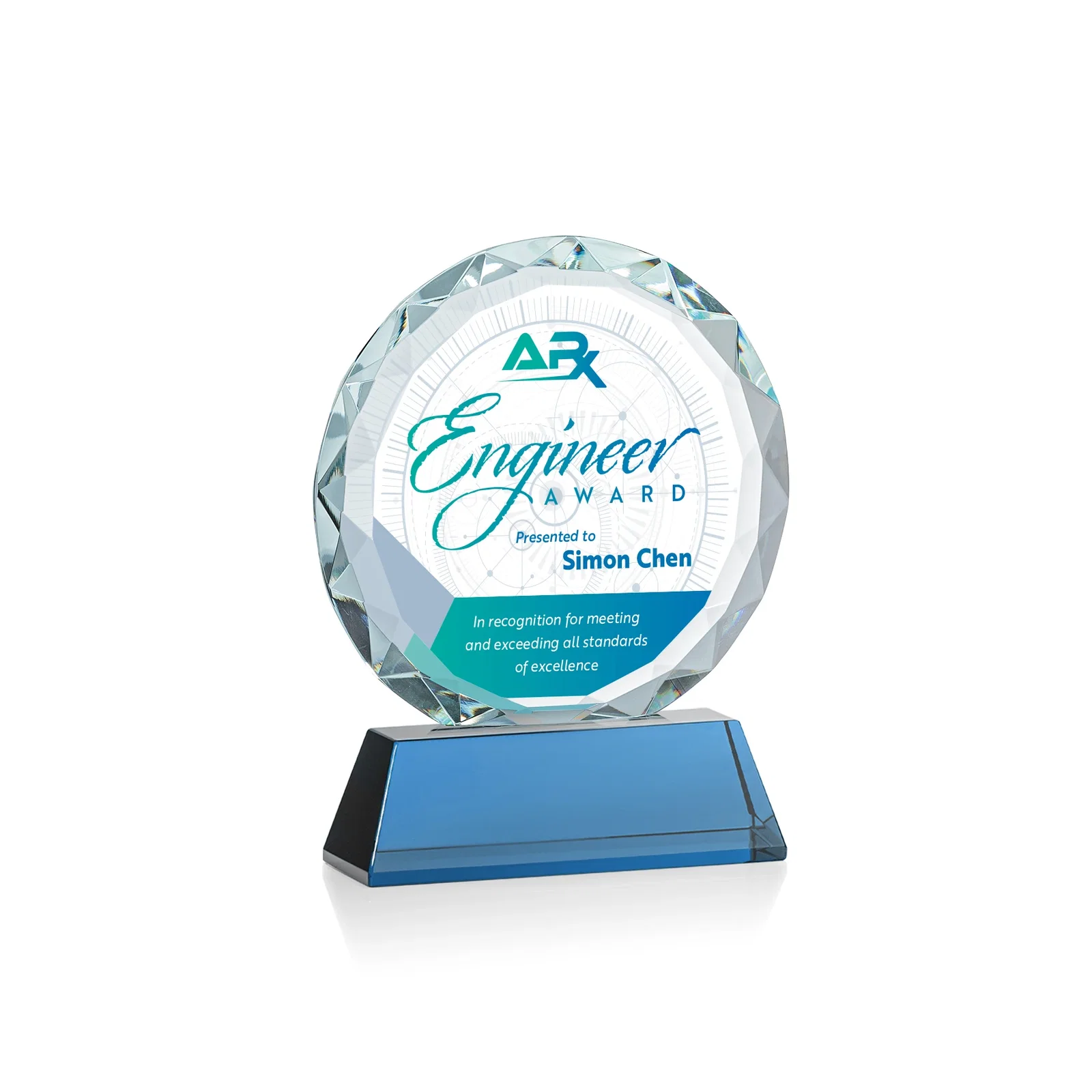 Custom Optical Crystal Faceted Gemstone Award with Prismatic Finish, awards, with your logo for service anniversary gifts