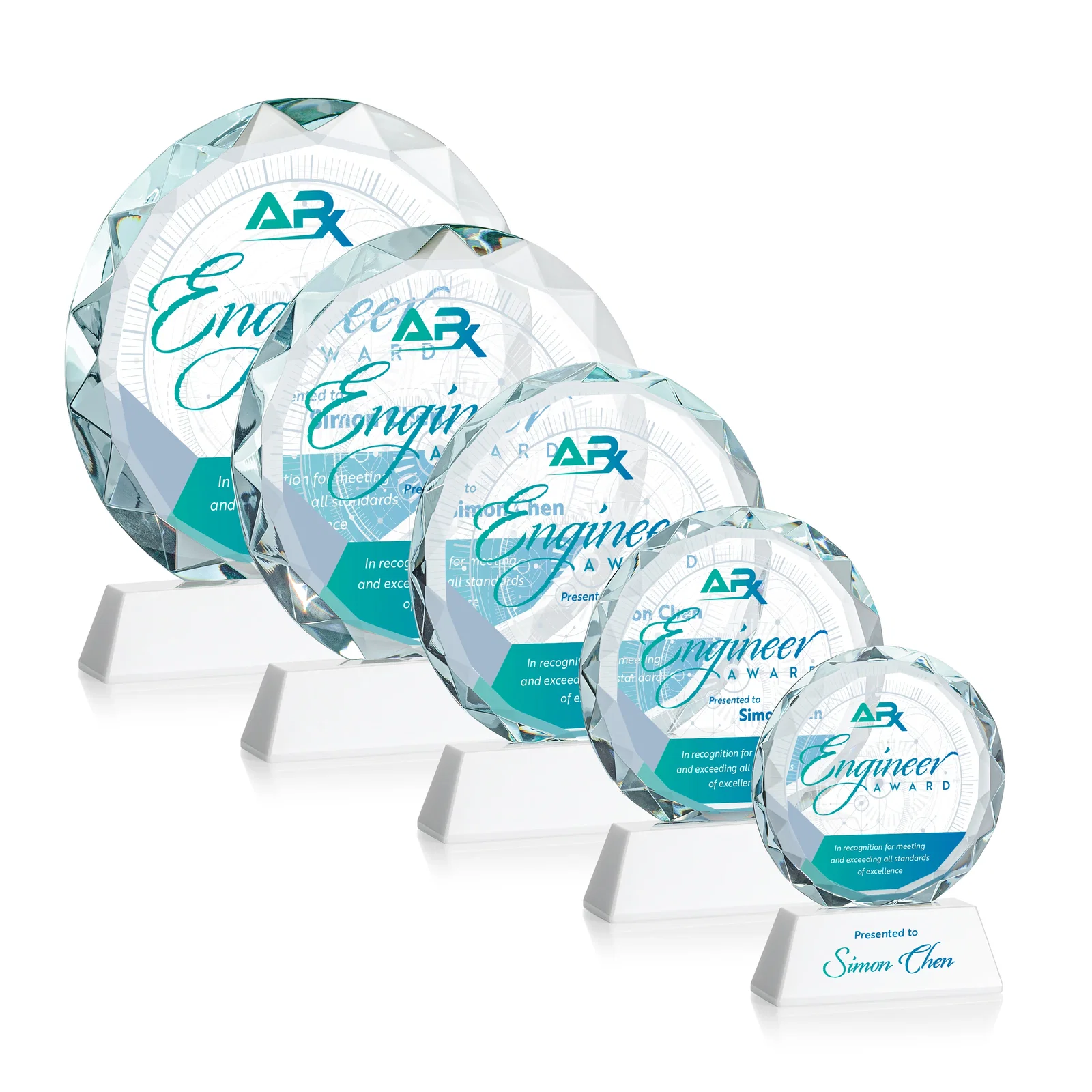 Custom Optical Crystal Faceted Gemstone Award with Prismatic Finish, awards, with your logo for donor appreciation
