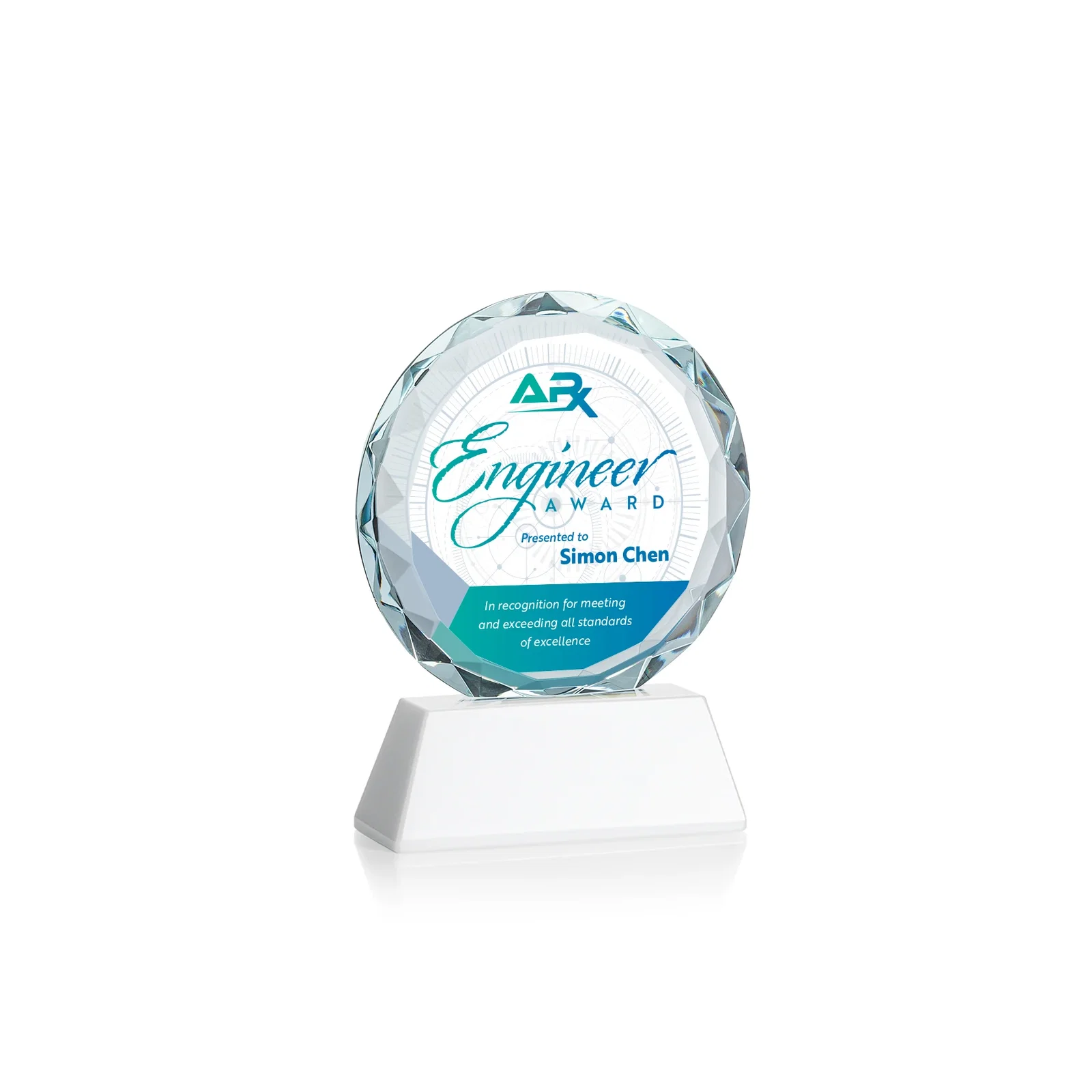 Custom Optical Crystal Faceted Gemstone Award with Prismatic Finish, awards, with your logo for graduation ceremonies