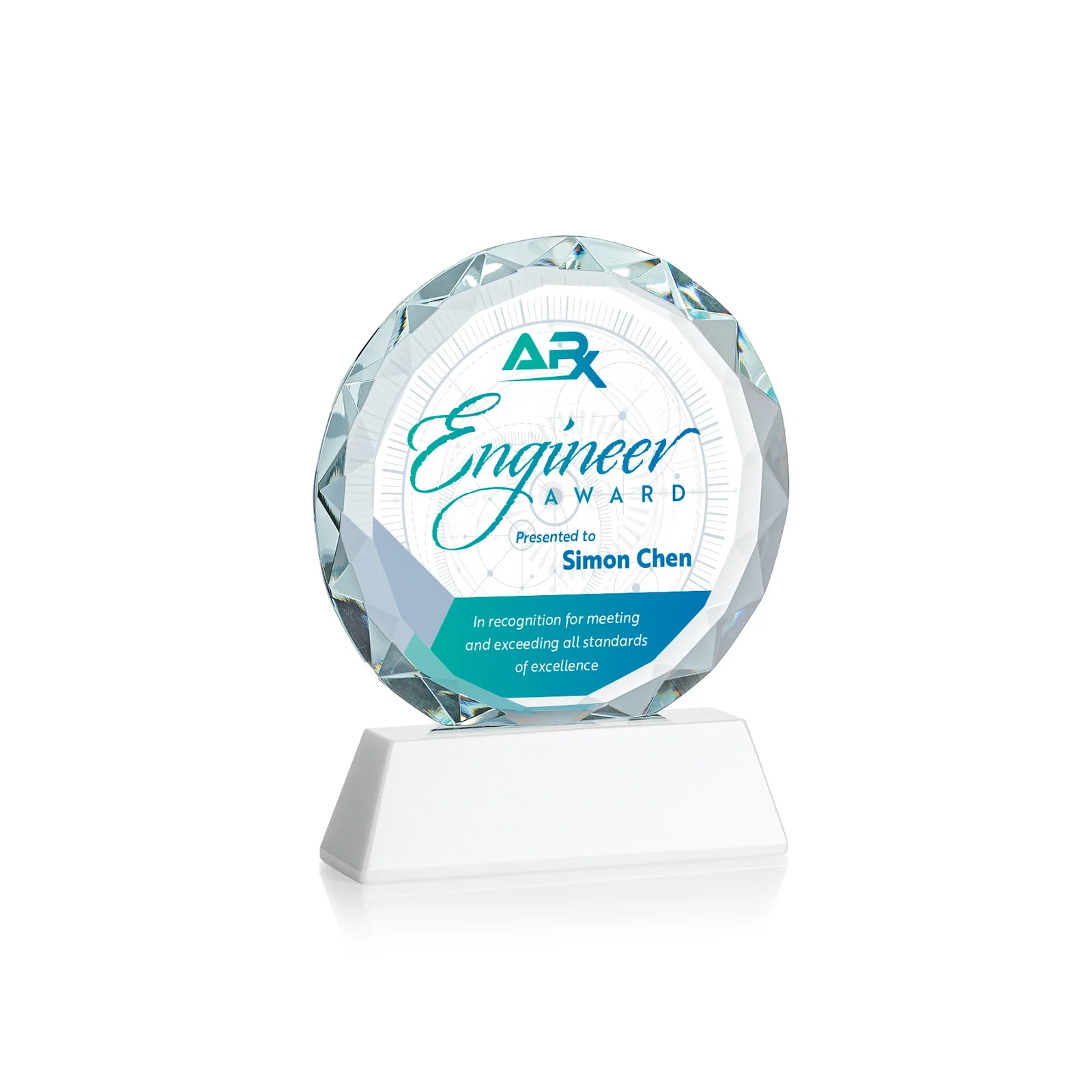 Custom Optical Crystal Faceted Gemstone Award with Prismatic Finish, awards, with your logo for safety achievement programs