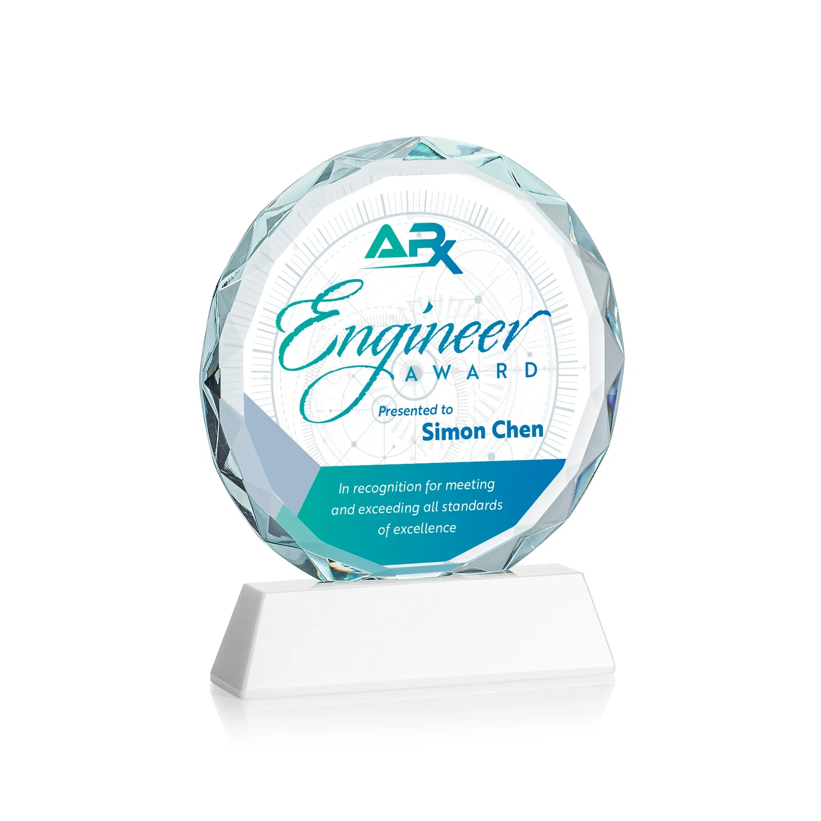 Custom Optical Crystal Faceted Gemstone Award with Prismatic Finish, awards, with your logo for volunteer appreciation