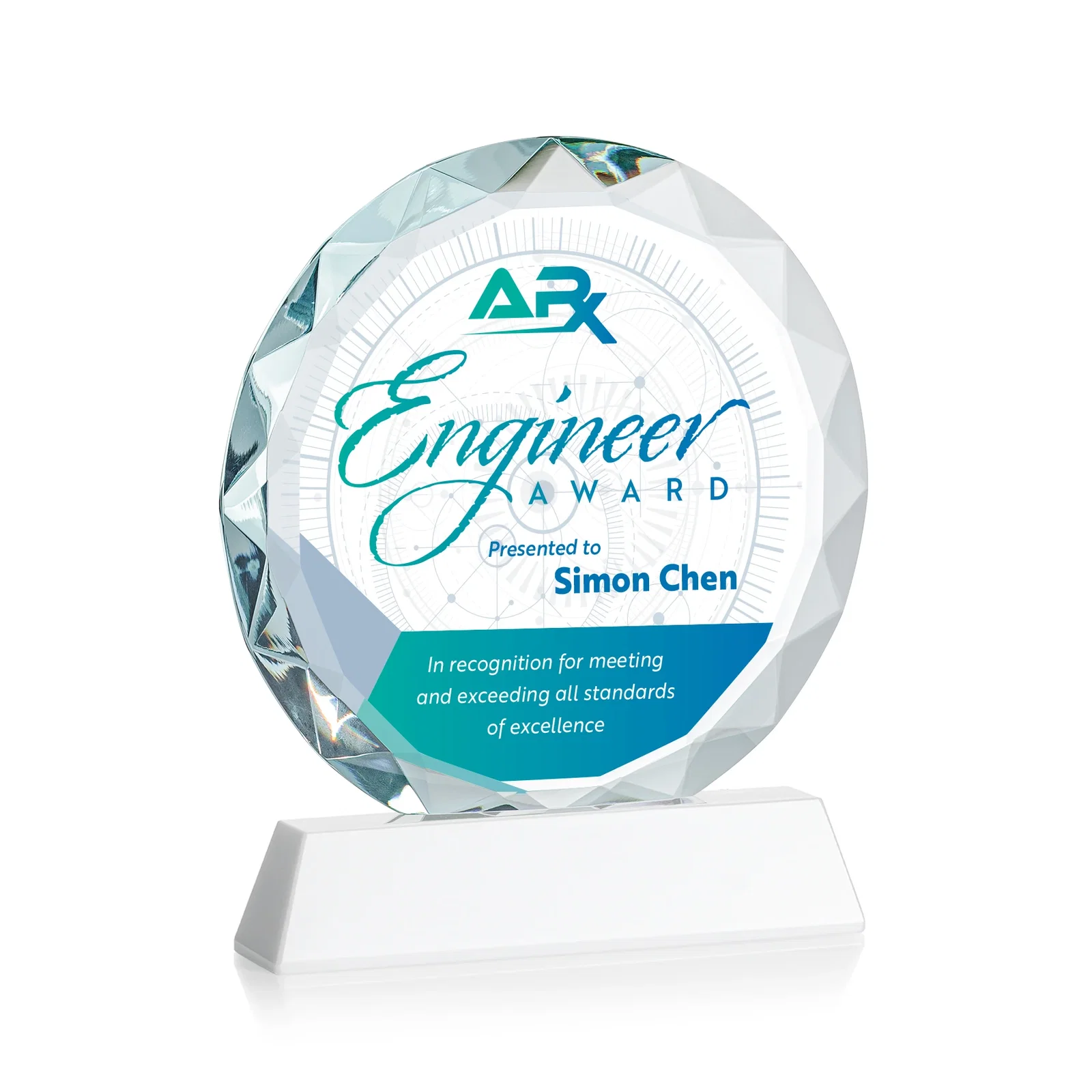 Custom Optical Crystal Faceted Gemstone Award with Prismatic Finish, awards, with your logo for dealer and partner awards
