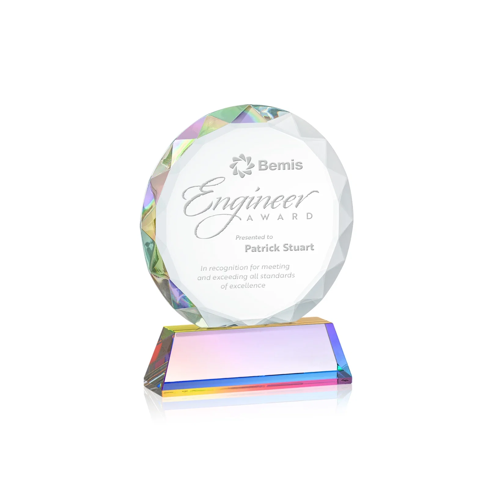 Personalized Optical Crystal Faceted Gemstone Award with Prismatic Finish, awards, with your logo for service anniversary gifts