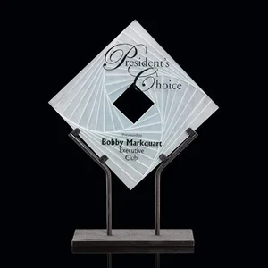 Frosted Starfire Crystal Wave Award with a Clear Center Diamond