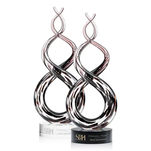 Glass Sculpture Award With Compact Etch Area for a Short Name