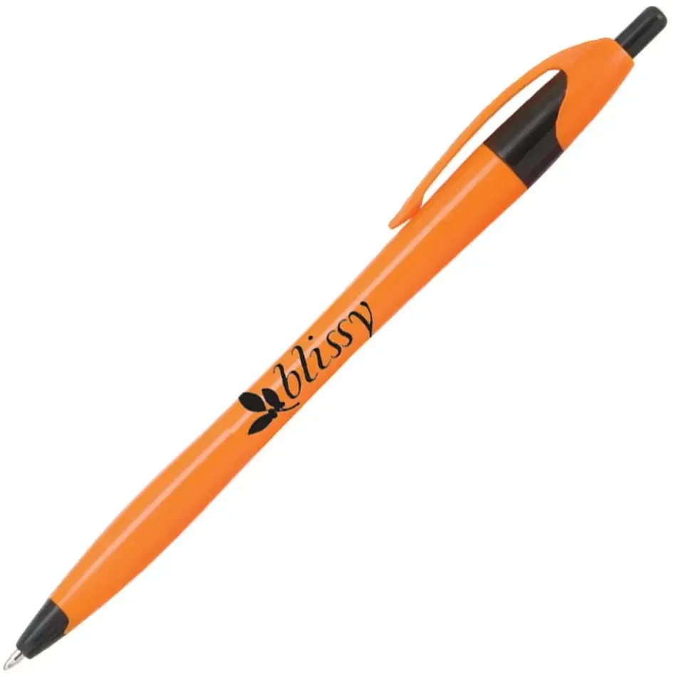 Stratus Pen w/ Bright Contoured Barrel & Black Trim (Black Ink) — view 3