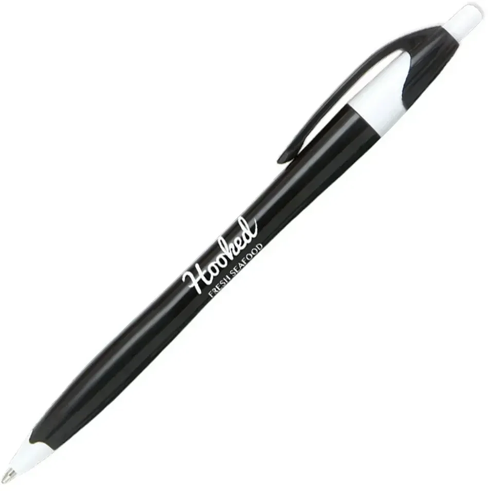 Stratus Pen w/ Solid Contoured Barrel & White Accents (Blue or Black Ink) — view 3