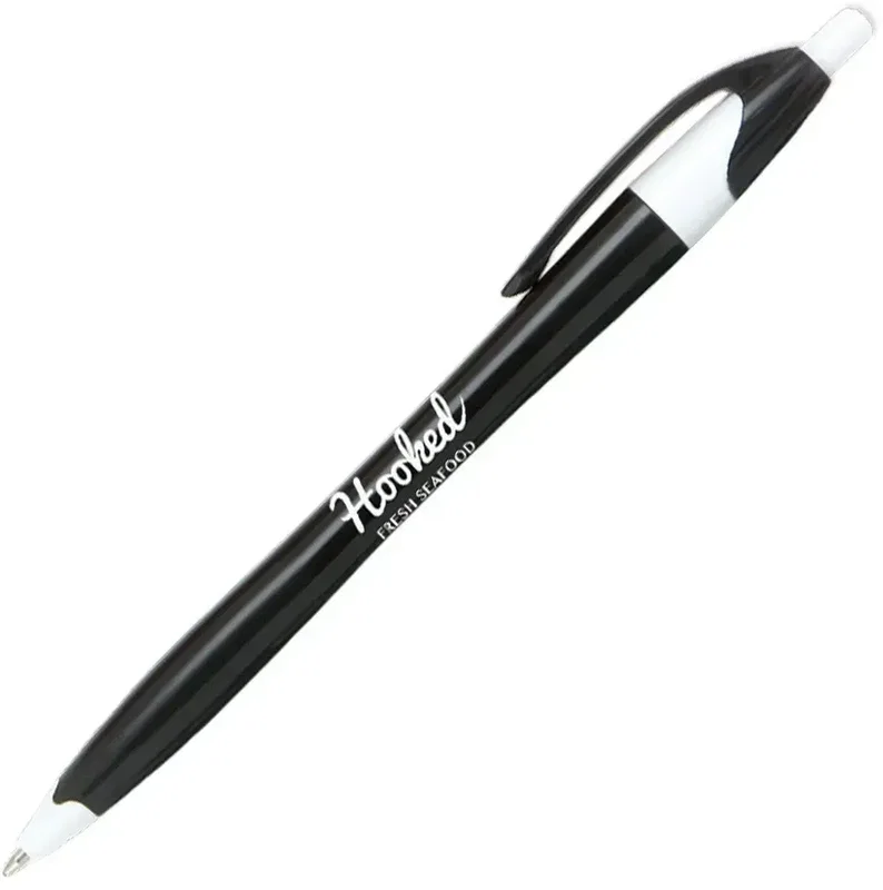 Stratus Pen w/ Solid Contoured Barrel & White Accents (Blue or Black Ink) — view 3