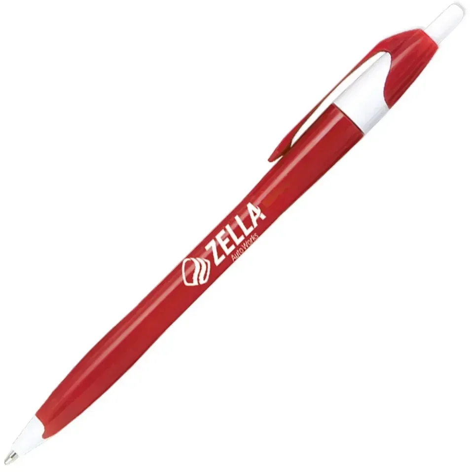 Stratus Pen w/ Solid Contoured Barrel & White Accents (Blue or Black Ink) — view 4
