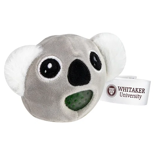 Stress Busters branded plush squeeze toy character, front detail