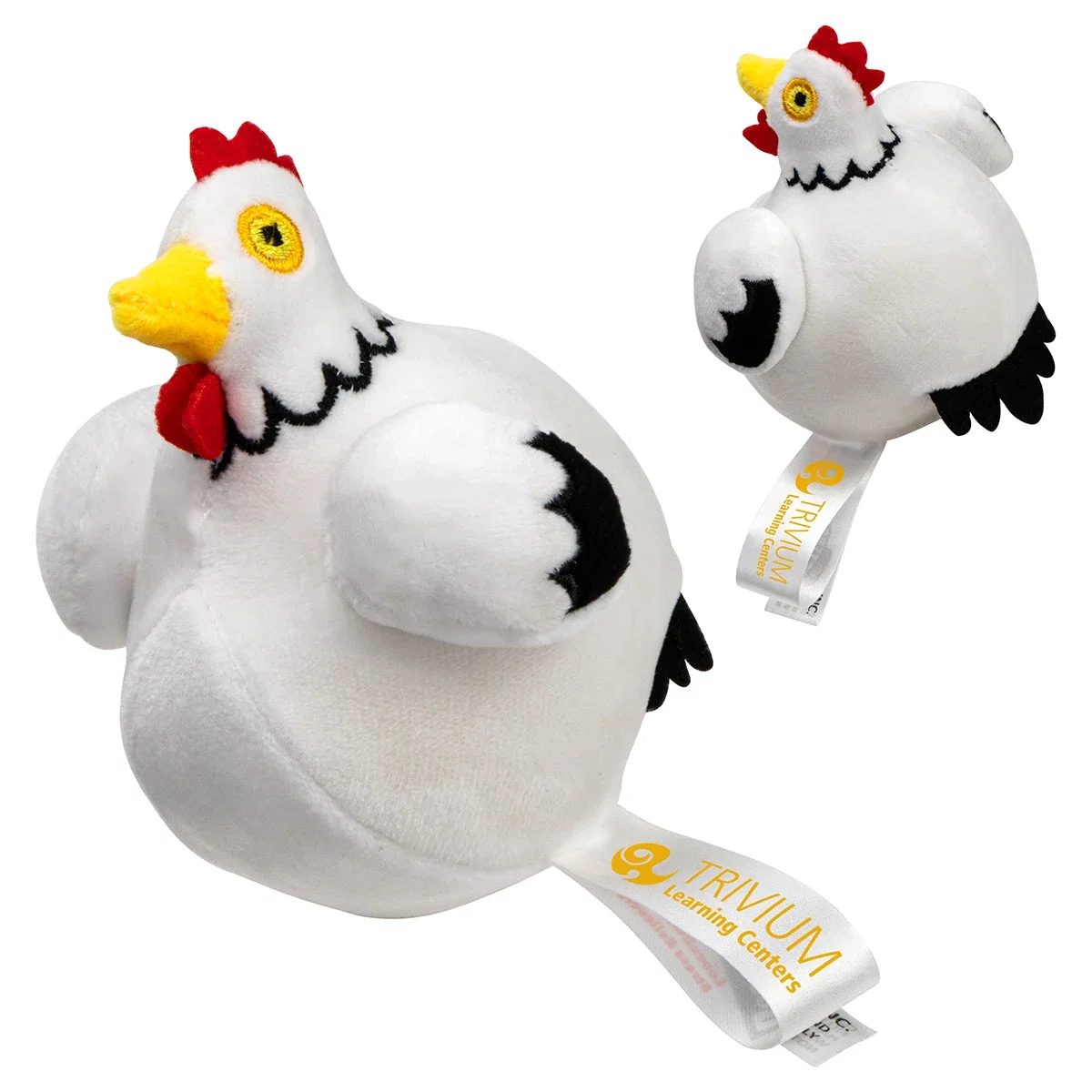 Custom Stress Busters Chicken stress reliever, front view of the branded toy