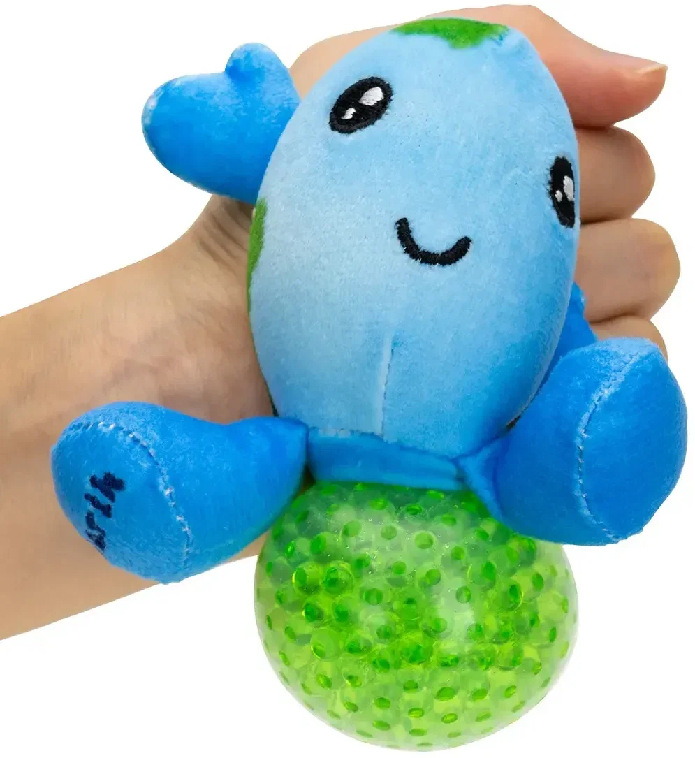 Promotional Earth stress ball showing globe print, detail view