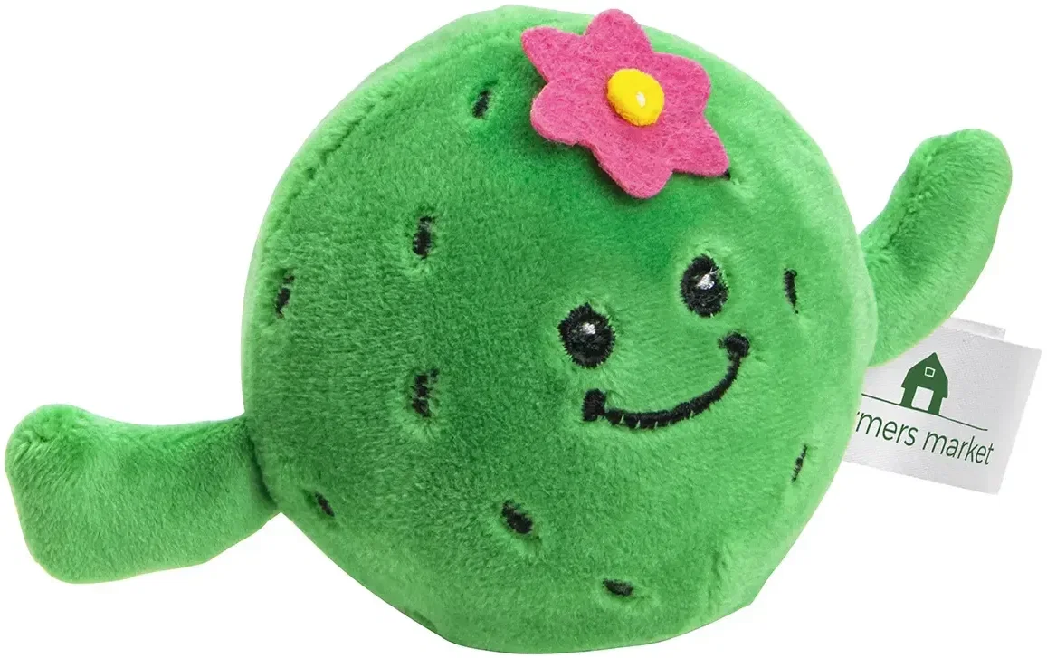 Custom Stress Busters Plush Cactus Stress Reliever close-up of plush cover, logo-ready gel-bead squeeze toy detail