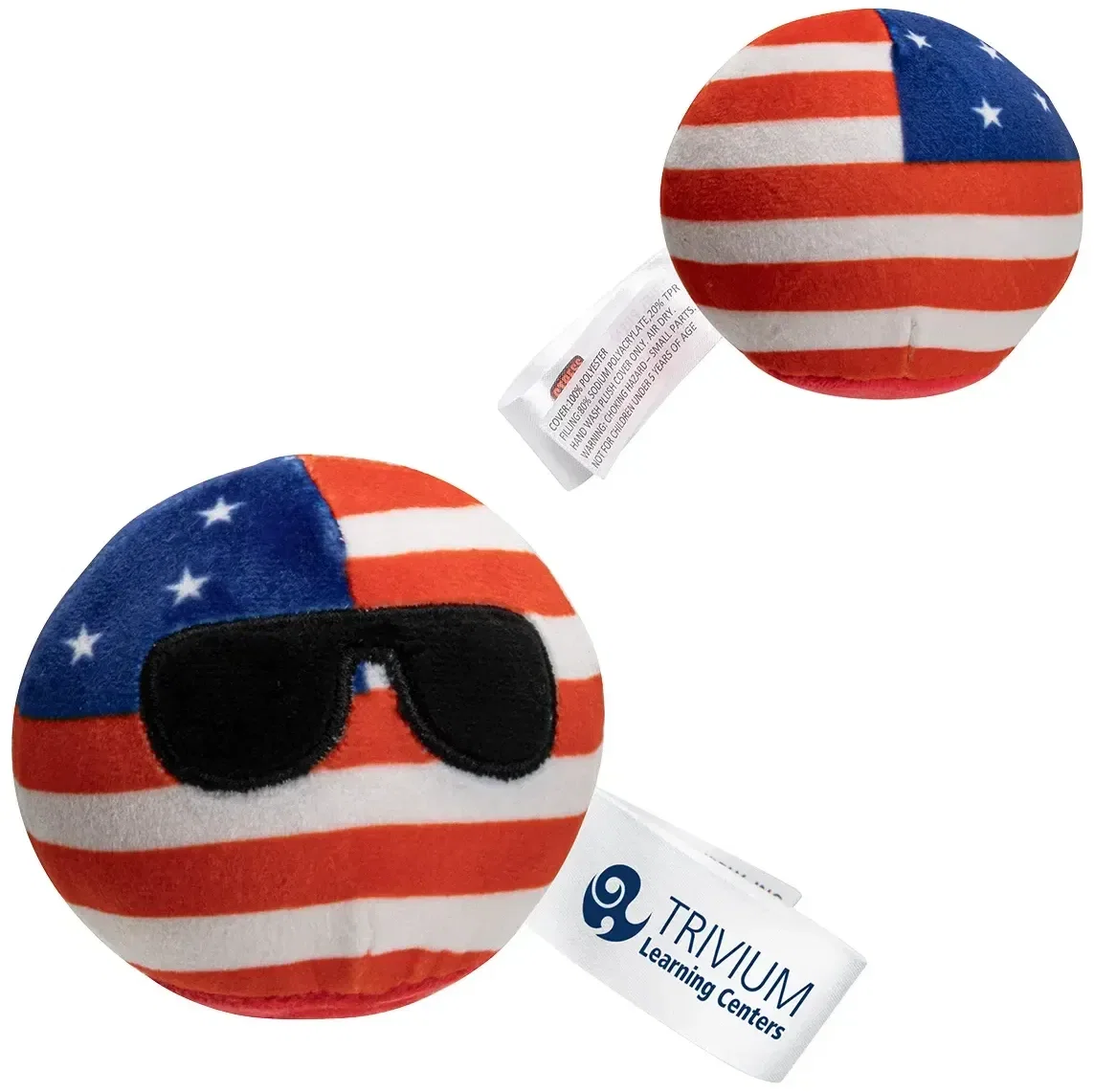 Custom Stress Busters USA flag stress reliever, red white and blue front view