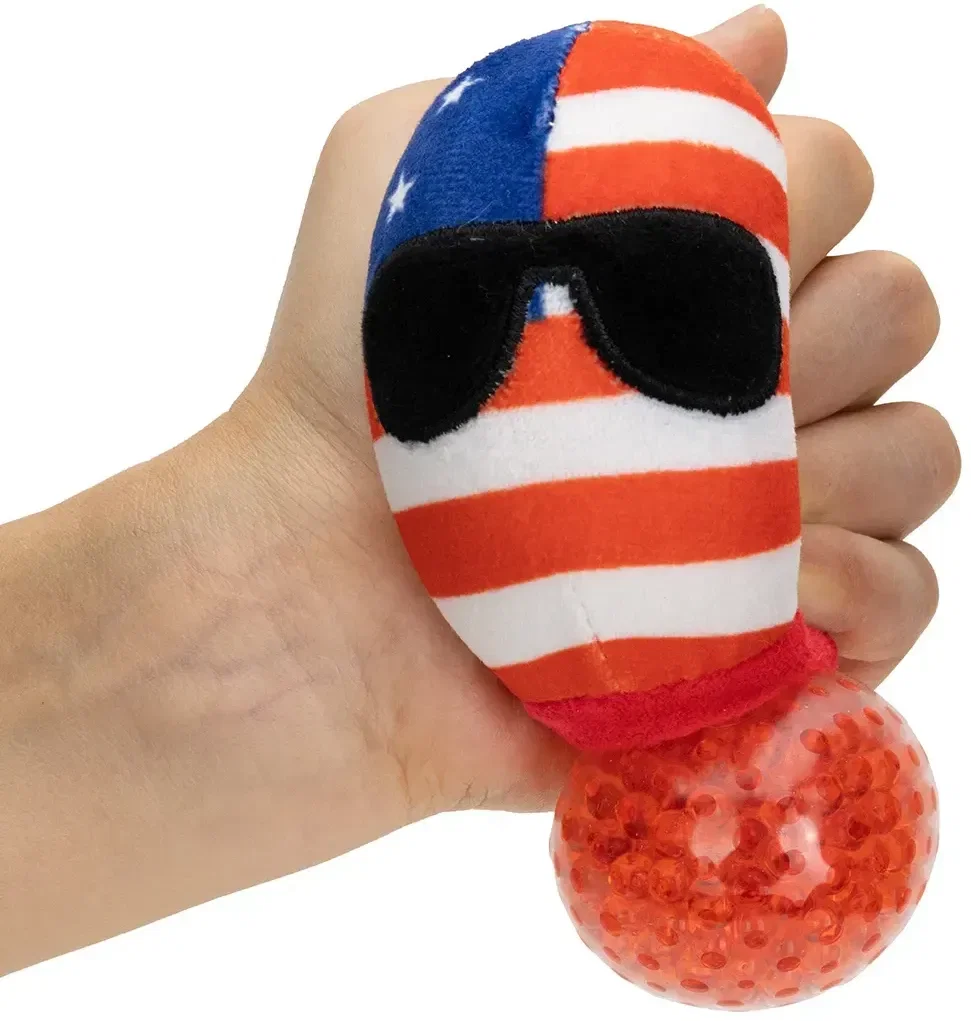 Branded patriotic flag promotional stress ball with logo imprint area