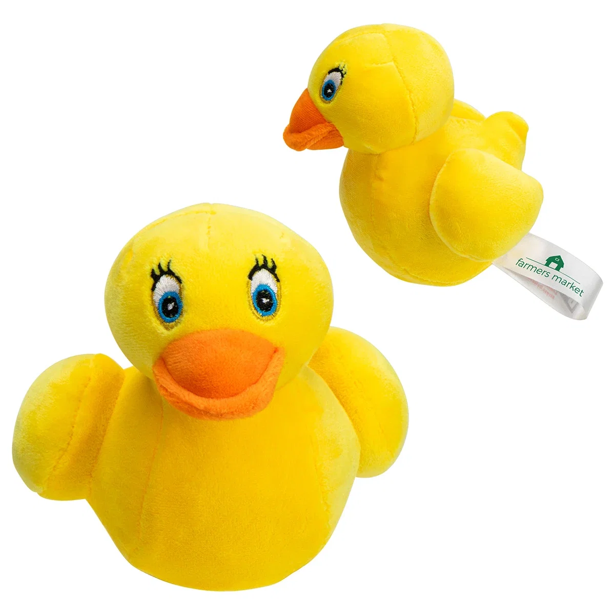 Custom Stress Busters Yellow Duck, front view of the branded stress reliever