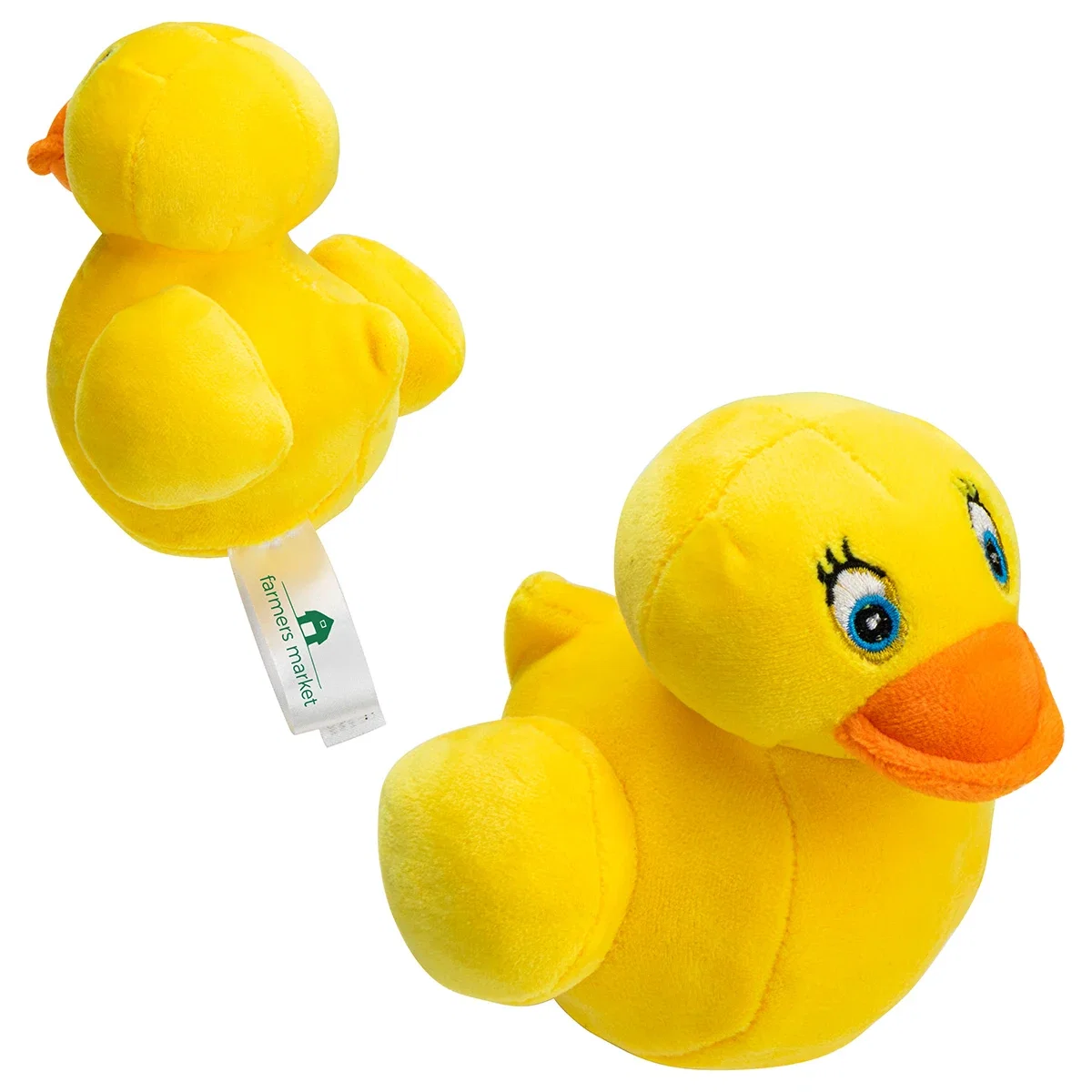 Stress Busters Yellow Duck shown being squeezed in hand, stress reliever in use