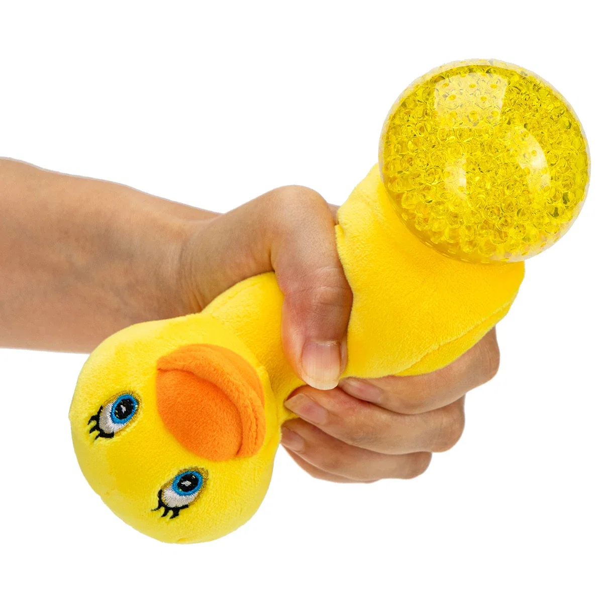 Angled view of the promotional Stress Busters Yellow Duck