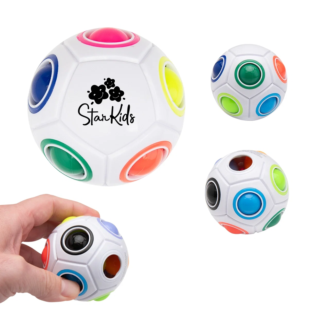 Round pop bubble stress ball measuring under three inches across