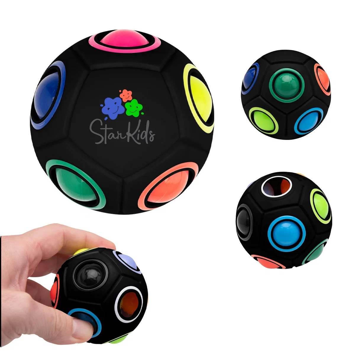 Bumps pushed in on one side of the sphere