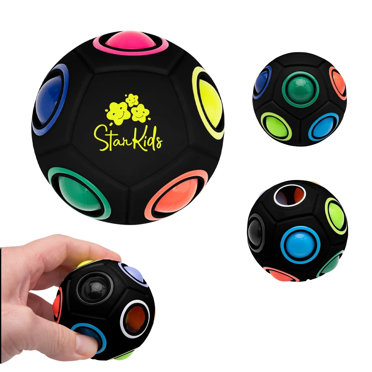 Black and white halves of the fidget toy