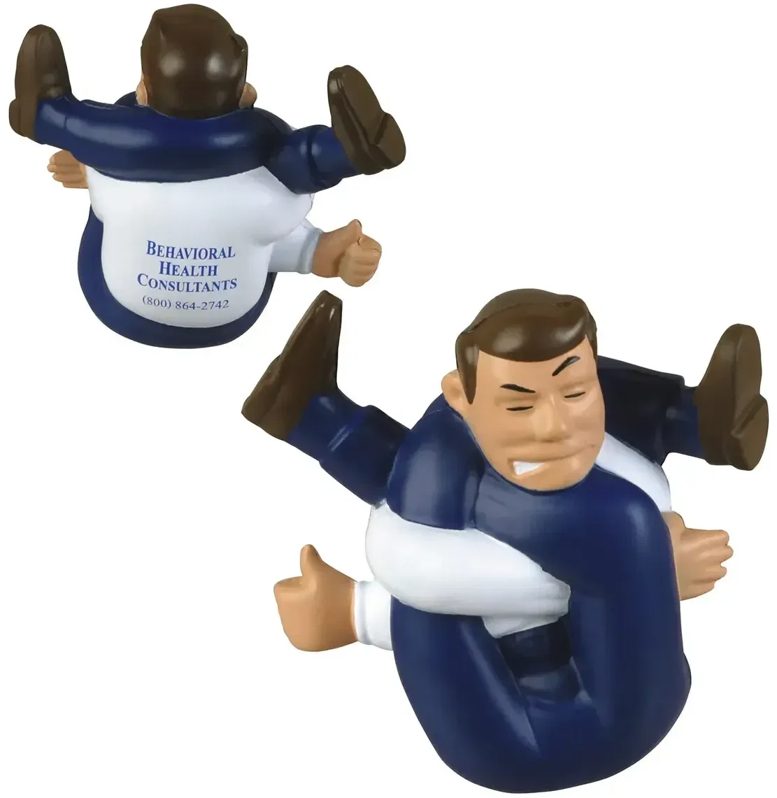 Custom Stressed-Out Man Stress Reliever, frazzled-figure promotional foam squeeze toy with logo space