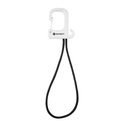 Stretch cord hook with a carabiner clip, seven inches long