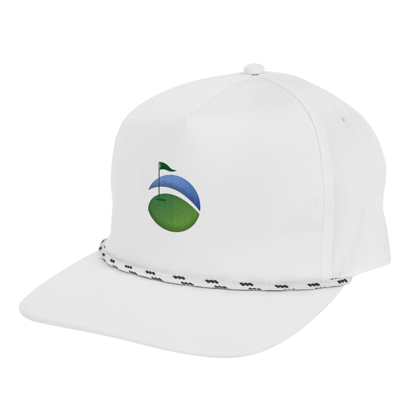 Rope cap pictured from the front with a curved brim and structured crown