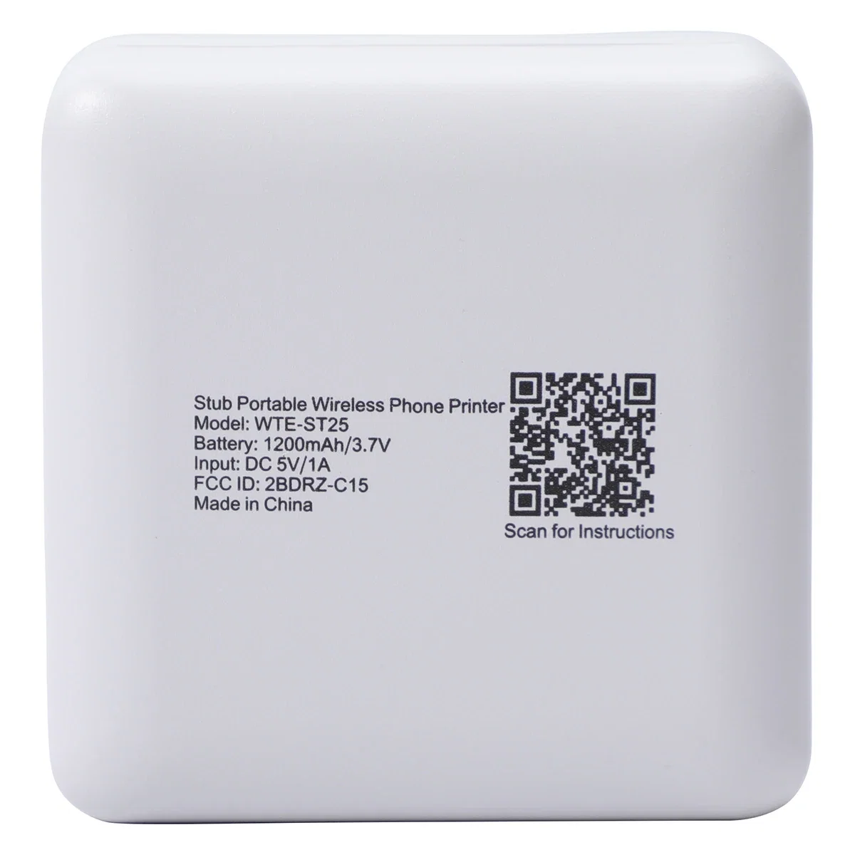 Branded Stub portable phone printer, close-up of custom promotional Bluetooth photo printer detail