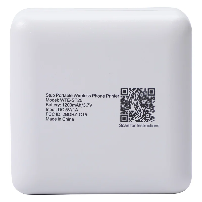 Branded Stub portable phone printer, close-up of custom promotional Bluetooth photo printer detail