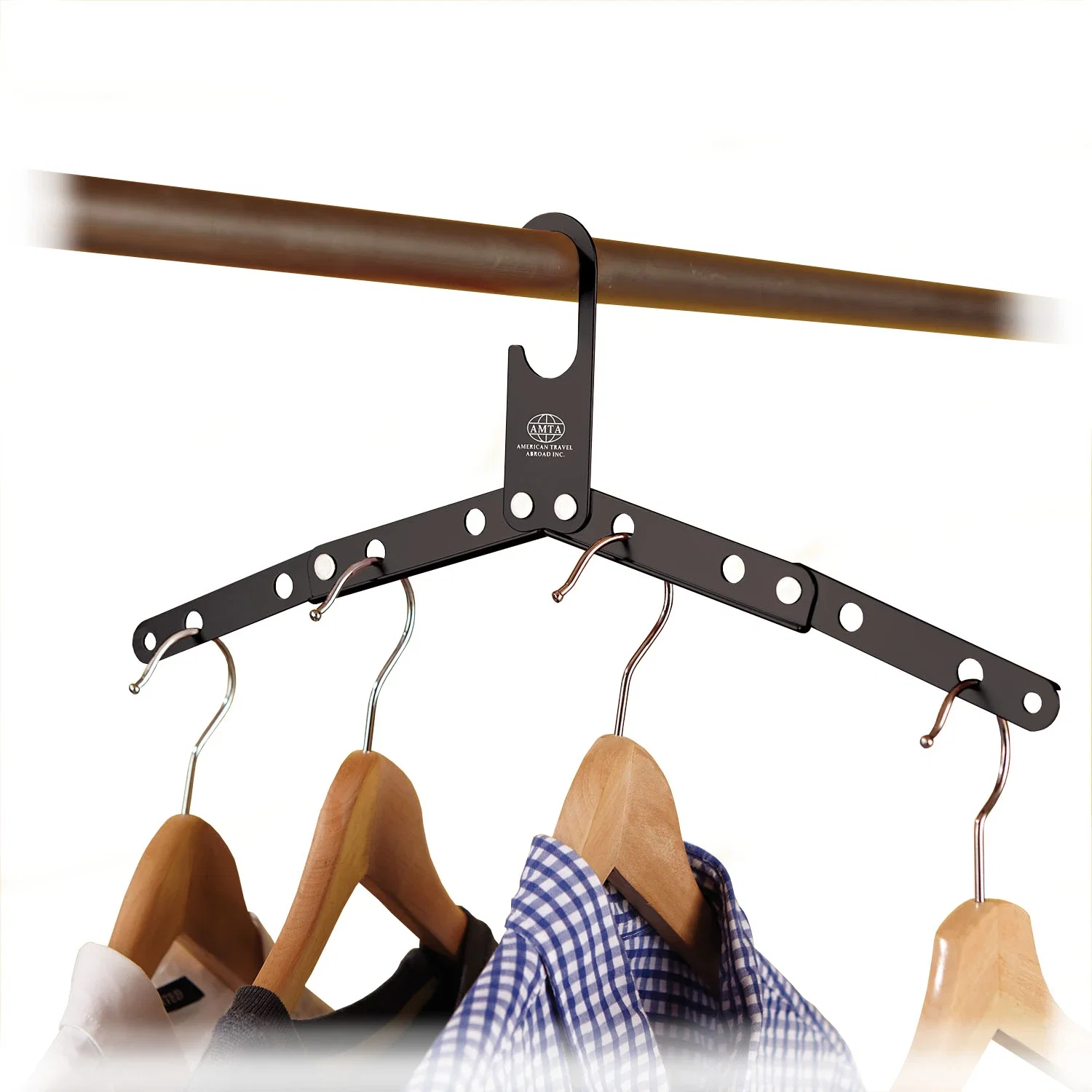 Customized Sturdy Metal Travel Hanger — Black — view 2