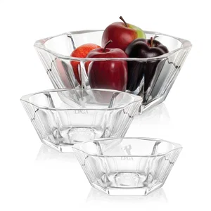 Faceted Clear Glass Bowl Award in Leaf Shape
