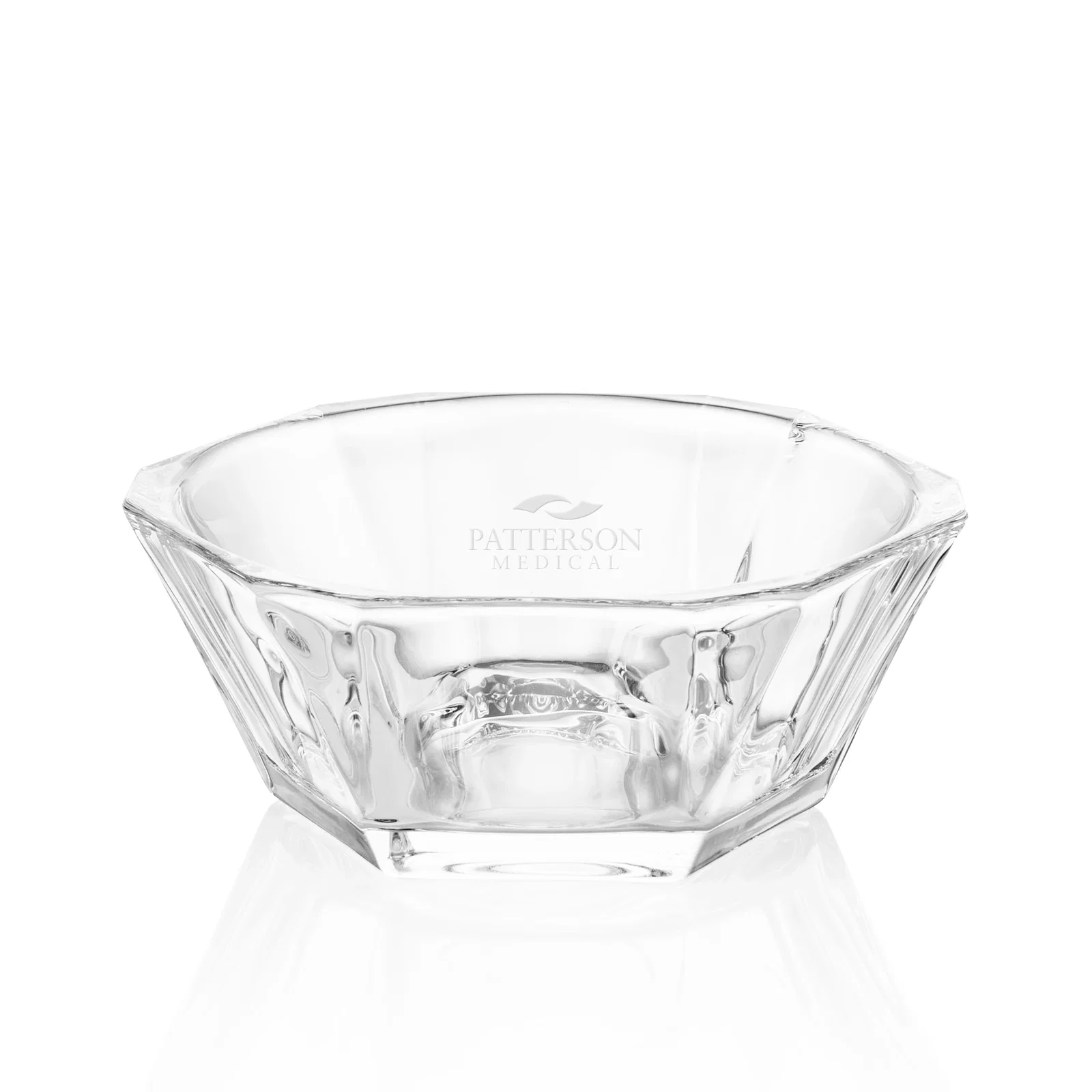Custom Faceted Clear Glass Bowl Award in Leaf Shape, crystal vase for corporate award ceremonies