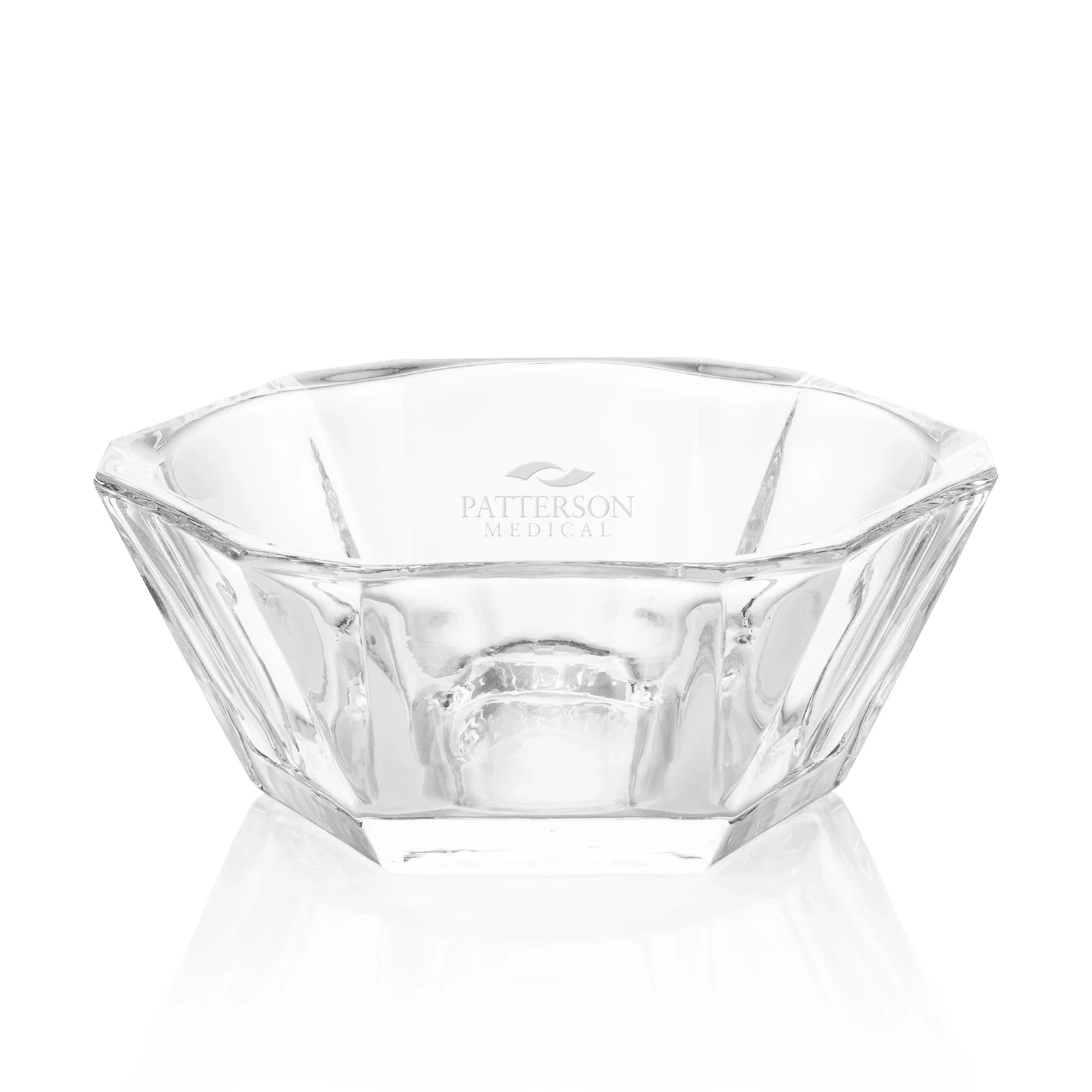 Custom Faceted Clear Glass Bowl Award in Leaf Shape, crystal vase for service anniversary gifts