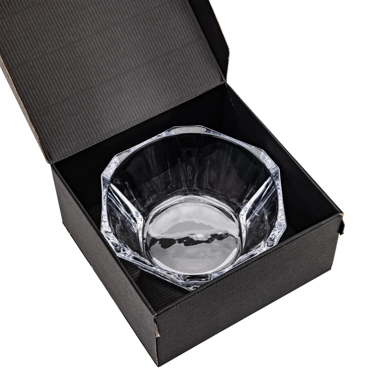Custom Faceted Clear Glass Bowl Award in Leaf Shape, crystal vase for retirement presentations