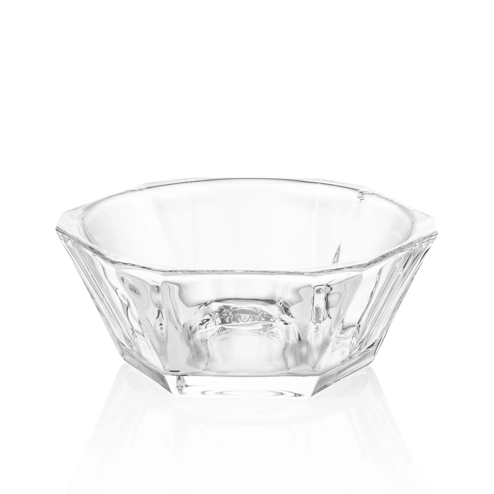 Custom Faceted Clear Glass Bowl Award in Leaf Shape, crystal vase for donor appreciation