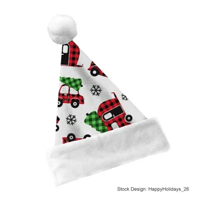 White Santa style holiday hat about sixteen inches tall