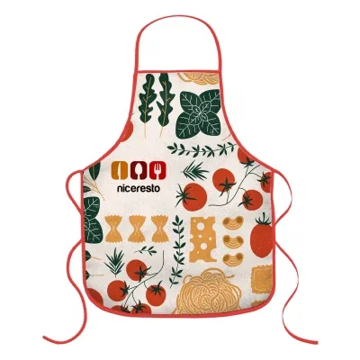 Recycled polyester apron with contrast ties and a full bib front