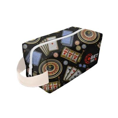 White recycled polyester dopp kit with a zippered top