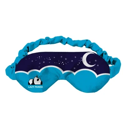 Sleep mask with a gathered scrunchie band shown flat