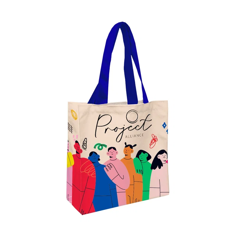 Bottom of the tote shown to suggest everyday capacity