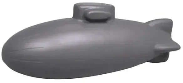 Custom Submarine Stress Reliever, branded submarine squeeze toy with long side logo panels for marine groups